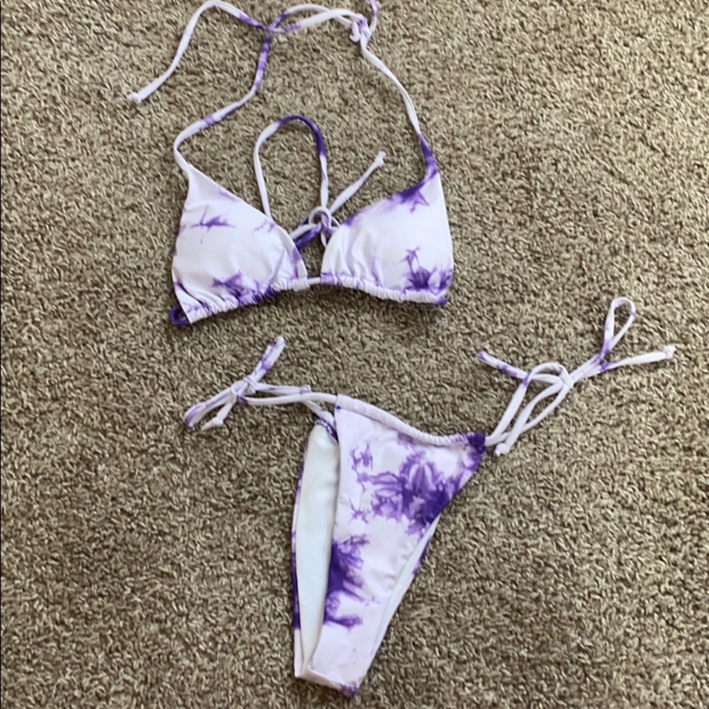 shein tie dye purple bikini